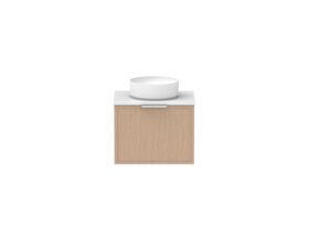 Supporting Image - Kado Lux Slim All Drawer 600mm Wall Hung Vanity with Centre Basin 20mm Top Blonde Oak