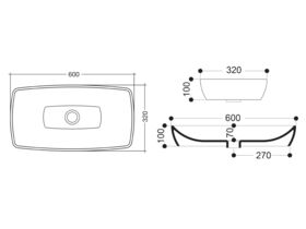 AXA H10 Rectangle Counter Basin 600 x 320mm White