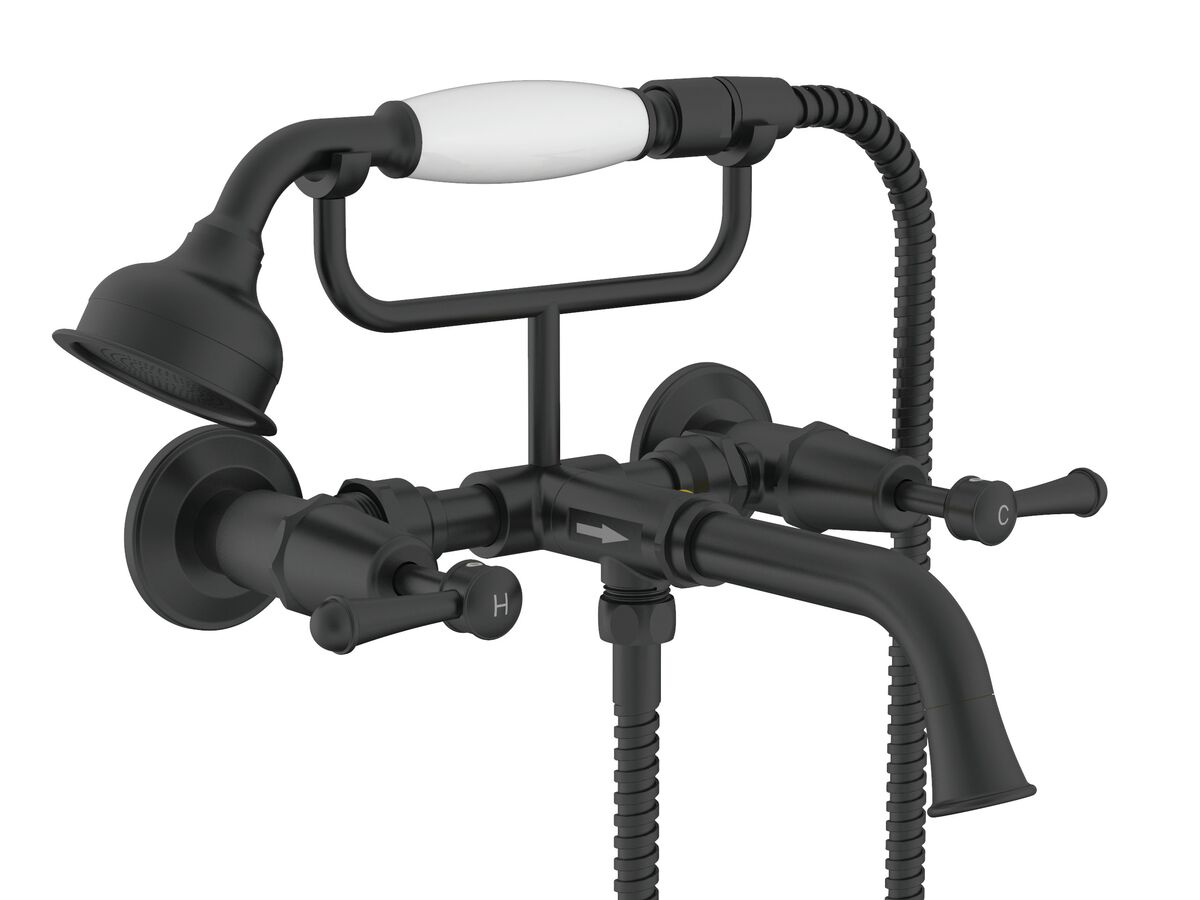 Hero - Posh Canterbury Wall Telephone Bath Set Lever Handles Matte Black (3 Star)