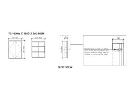 ISSY Z8 Recessed Shaving Cabinet Custom 701x900mm (Wide) x 150mm (Deep) x 680mm-980mm (Height)