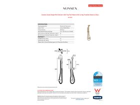 Specification Sheet - Sussex Scala Single Rail Shower with Top Rail Water Inlet Living Tumbled Brass (3 Star)