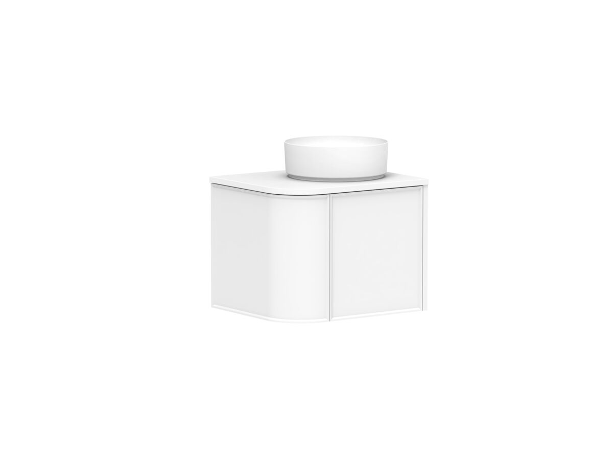 Supporting Image - Kado Era Single Curve All Drawer 600mm Wall Hung Vanity with Centre Basin 20mm Top Matte White