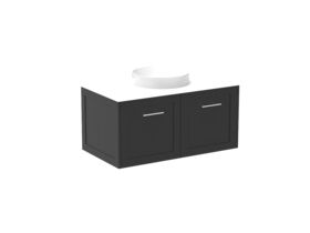 Supporting Image - Kado Lux All Door 900mm Wall Hung Vanity Centre Basin 20mm - Black - Angle