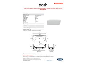 Specification Sheet - Posh Solus Back to Corner Freestanding Bath 1700mm Left Corner with Overflow Gloss White