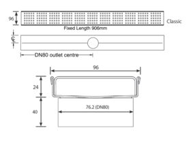 Kado Classic Shower Channel Welded Ends Centre Outlets Satin 900mm