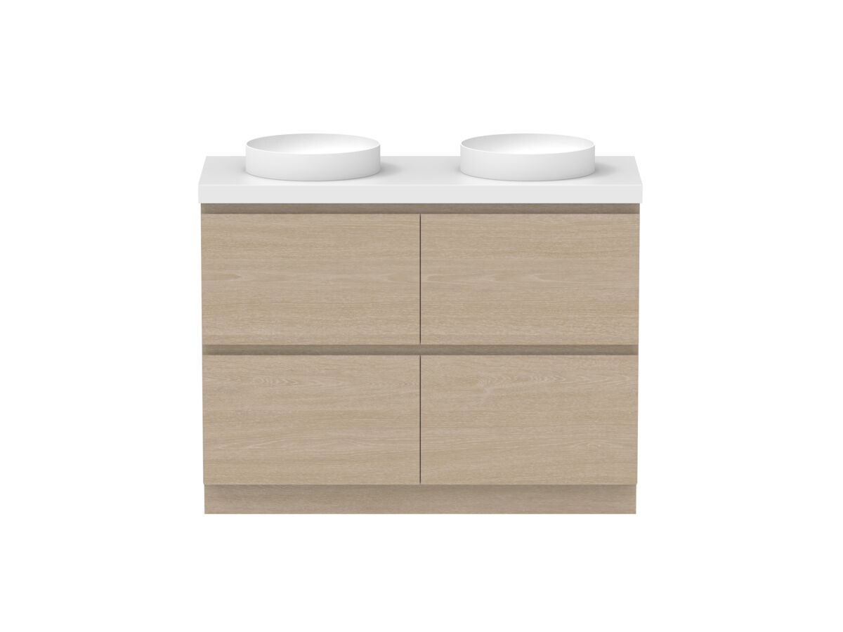 Hero - Posh Domaine All-Drawer Twin 1200mm Floor Mounted Vanity Unit Double Bowl 50mm Top