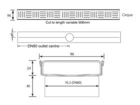 Kado Lux Oval Shower Channel Kit 900mm