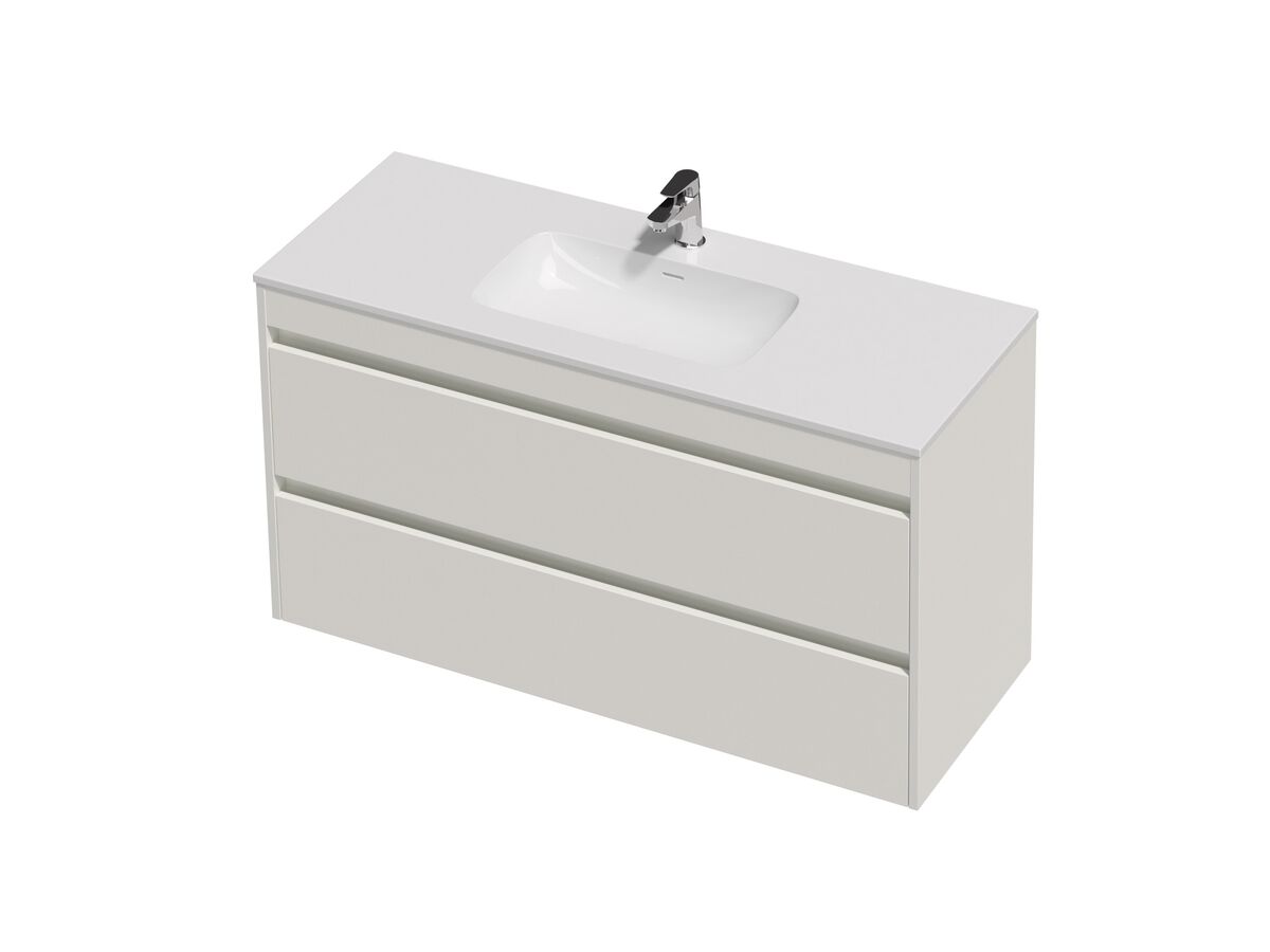 Hero - Posh Domaine Twin 1200 2 Drawer Wall Hung Vanity White Console Top Gloss White Mineral Cast