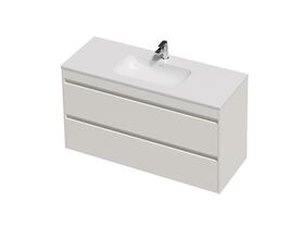 Hero - Posh Domaine Twin 1200 2 Drawer Wall Hung Vanity White Console Top Gloss White Mineral Cast