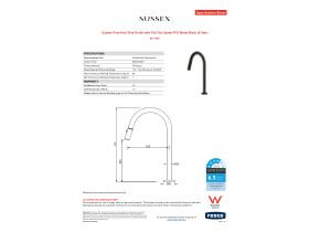 Specification Sheet - Sussex Pure Hob Sink Outlet with Pull Out Spray PVD Matte Black (4 Star)