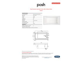 Specification Sheet - Posh Domaine Inset Bath 1525 x 800 x 500mm White
