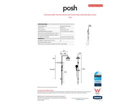 Specification Sheet - Posh Bristol MK2 Twin Rail Shower with Top Rail Water Inlet Matte Black (3 Star)