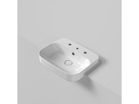In Situ - Caroma Forma II 500mm Semi Recess Basin Three Tapholes with Overflow Gloss White