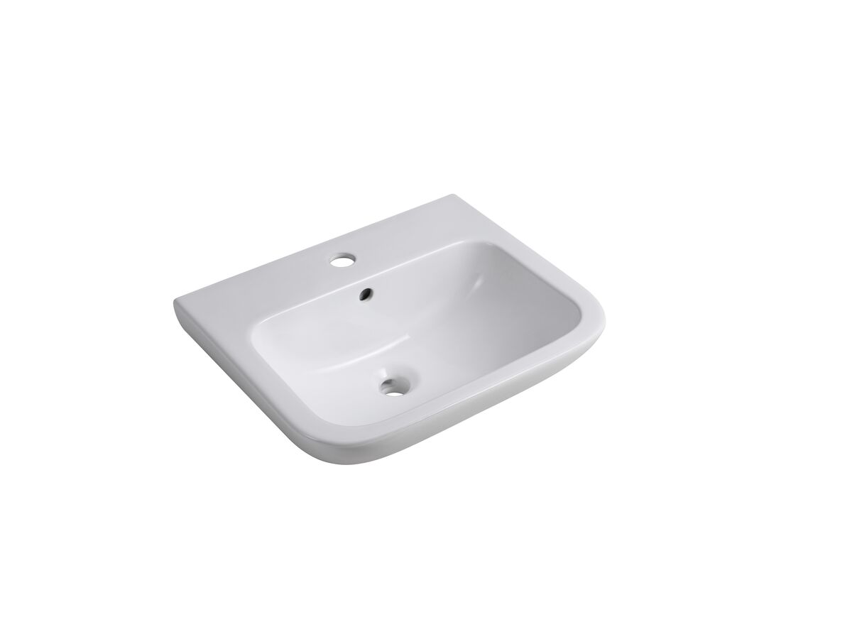 Wolfen Wall Basin Only 500 x 420mm Overflow 1 Taphole White