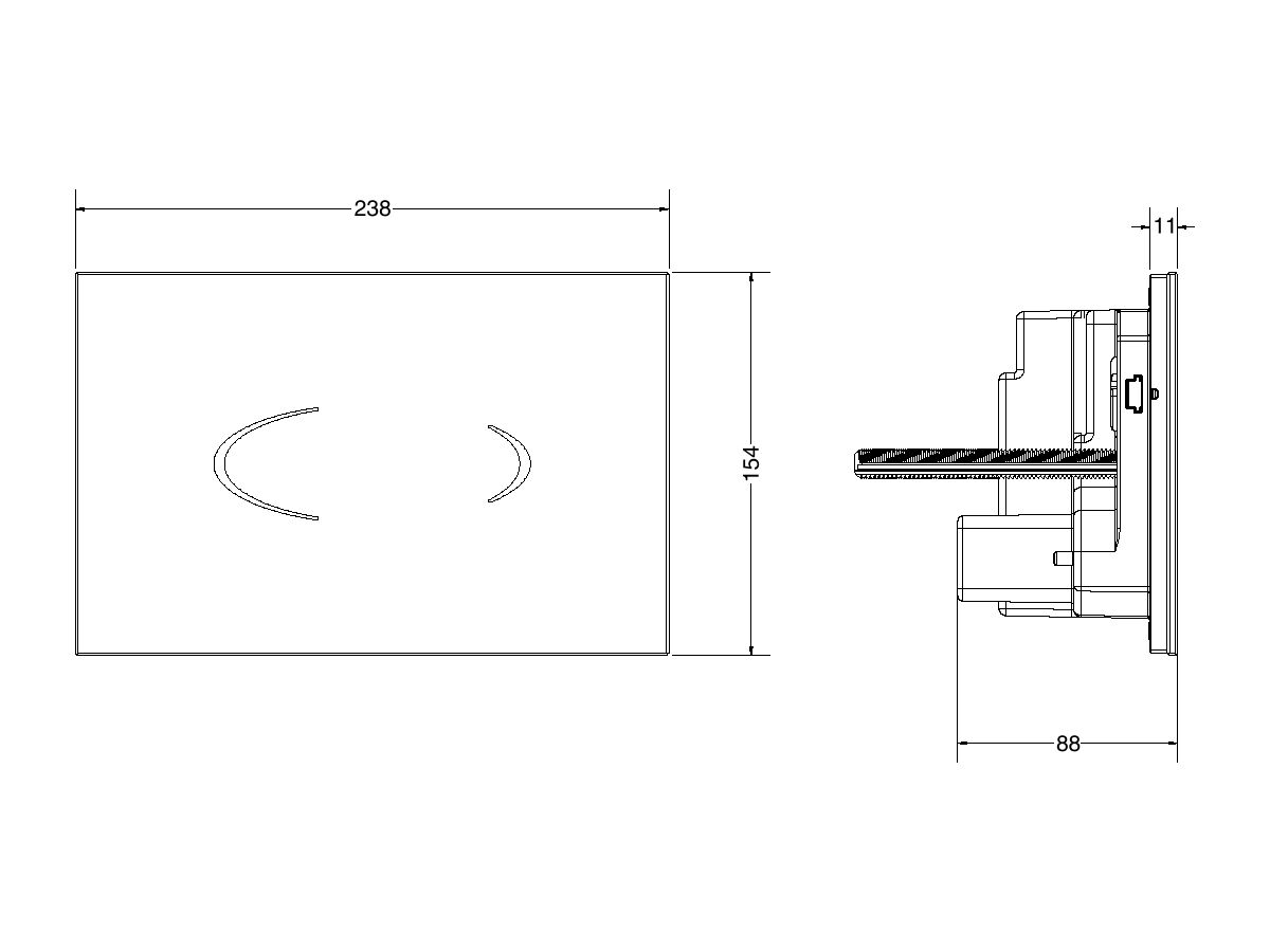 Hideaway+ Sensor Button/Plate Inwall Blk
