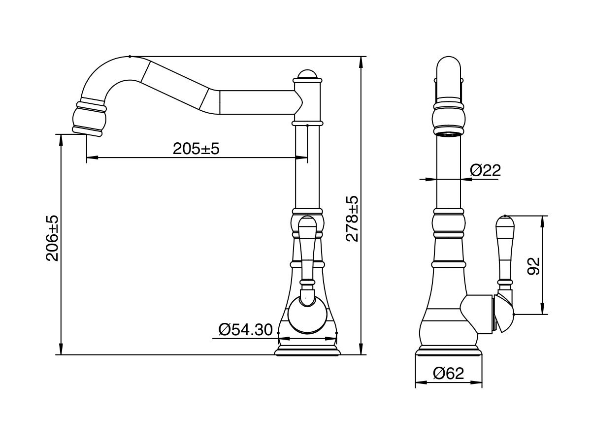 Milli Voir English Sink Mixer Lever Handle (4 Star)