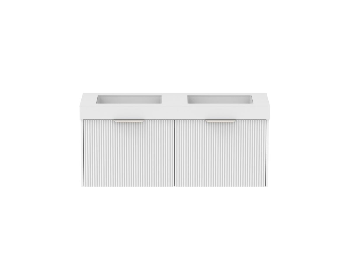 Supporting Image - Kado Neue Fluted Square 1200mm Wall Hung Vanity with Double Basin 90mm Top Ultra White