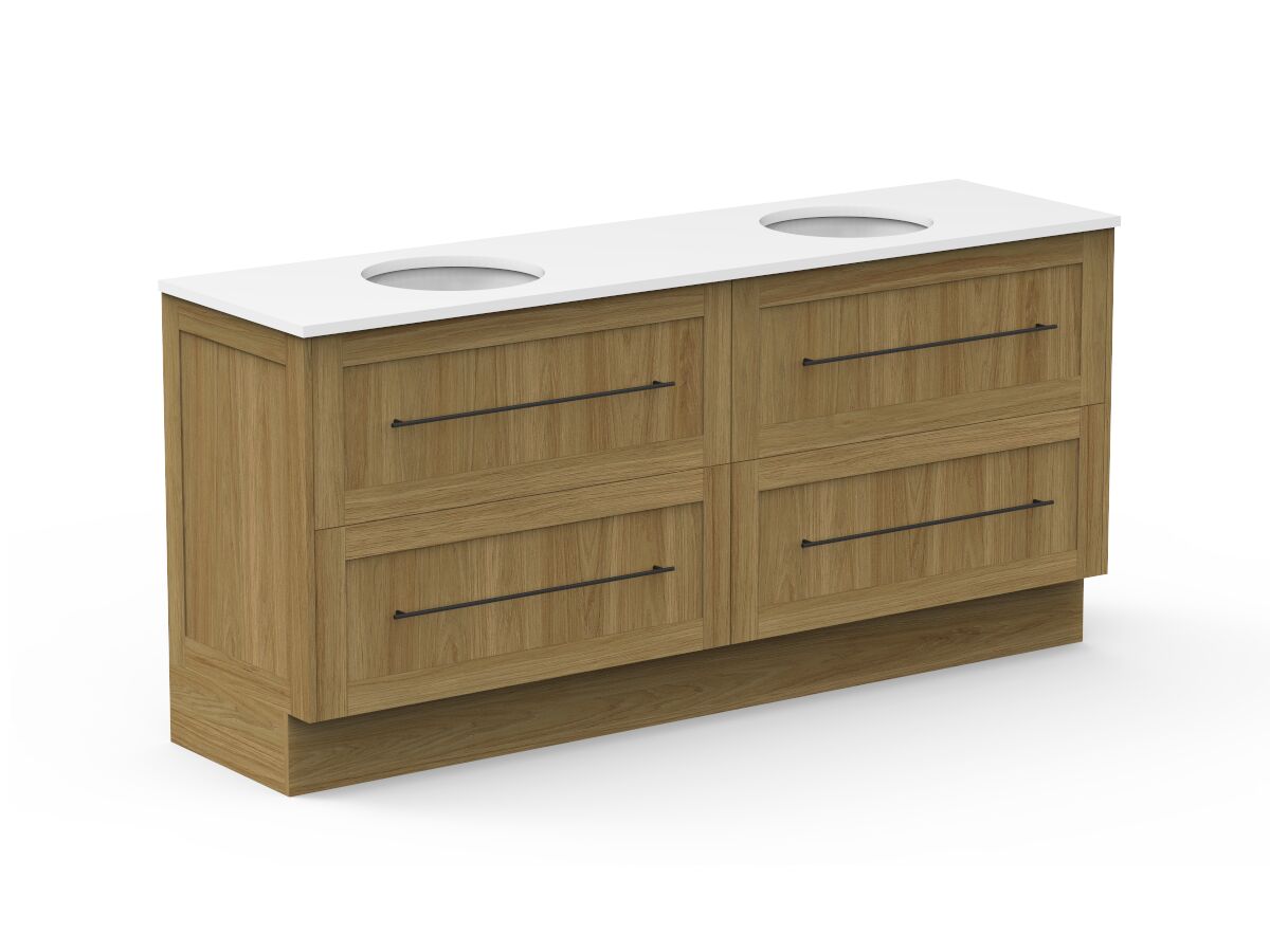 Kado Lux 1800mm All Drawer Vanity Unit Floor Mount Caesarstone Double Bowl 4 Drawers (No Basin)
