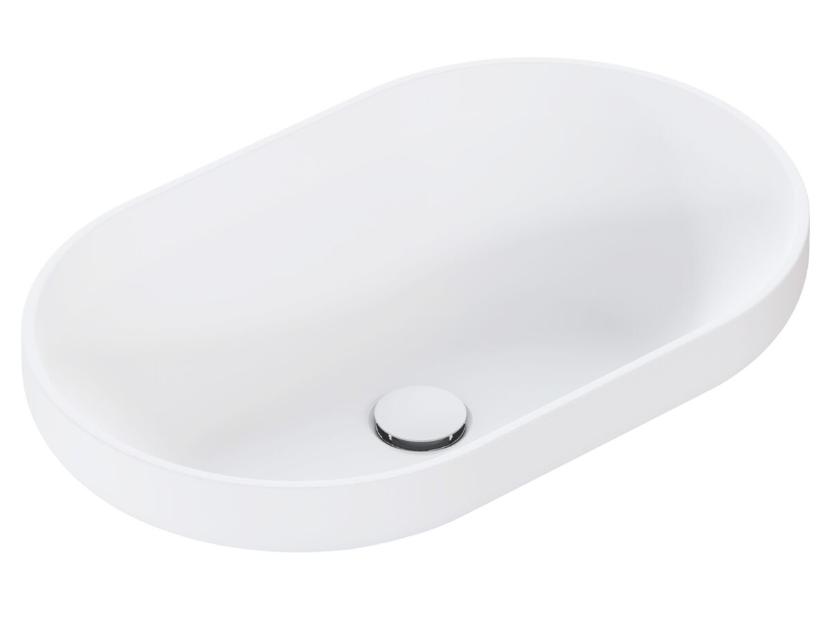 Hero - Omvivo Venice 600mm Semi Inset Basin Solid Surface White