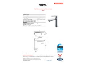 Specification Sheet - Mizu Bliss Basin Mixer Tap Chrome (4 Star)