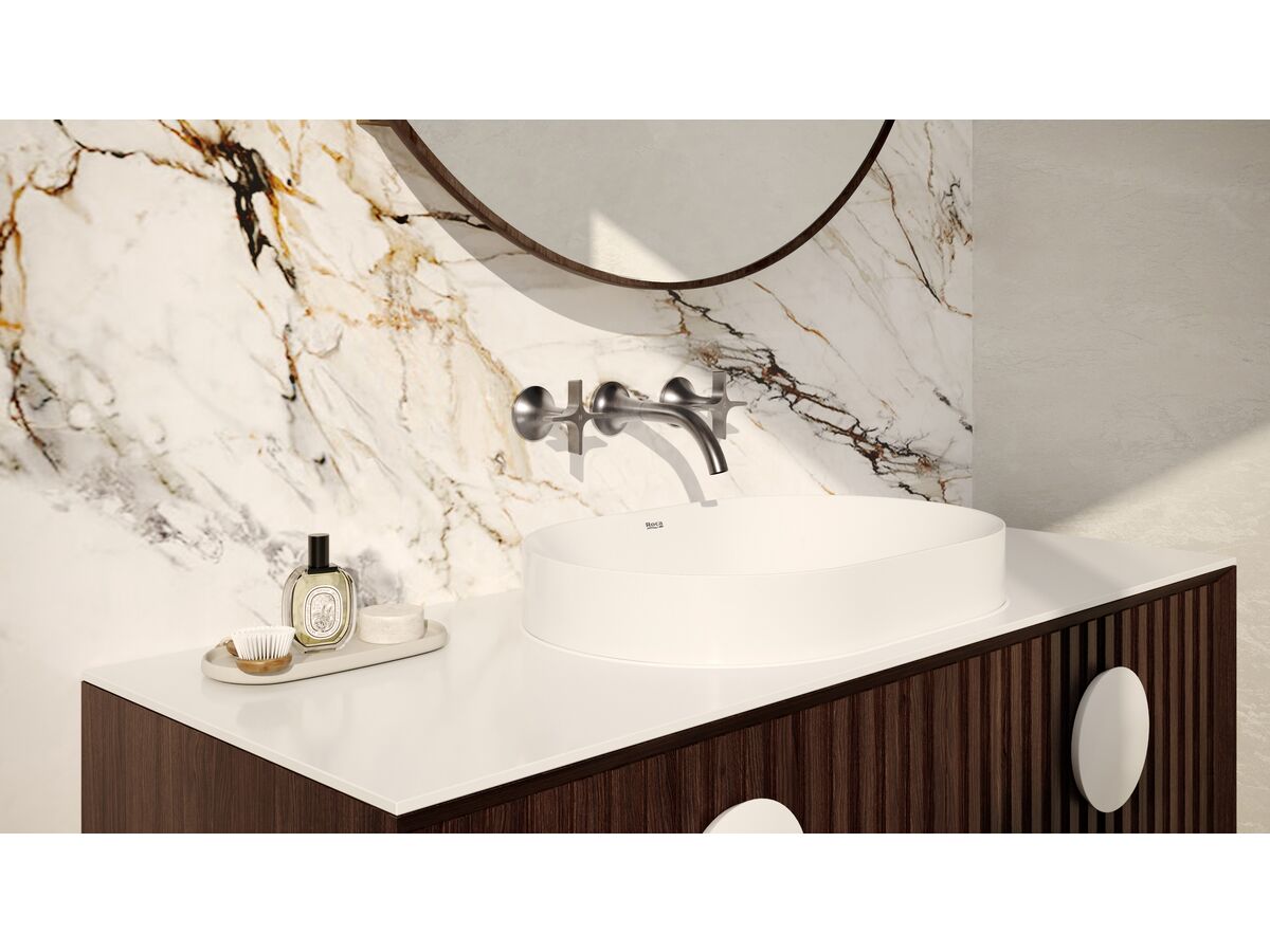 Sussex Oria Cross Wall Basin Set 165mm PVD Brushed Gunmetal (5 Star)