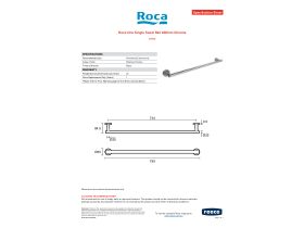 Specification Sheet - Roca Ona Single Towel Rail 800mm Chrome