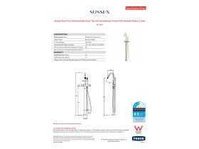 Specification Sheet - Sussex Pure Floor Mounted Bath Mixer Tap with Handshower Trimset PVD Brushed Nickel (3 Star)