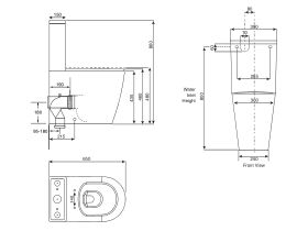 Kado Lux Close Coupled Back to Wall Overheight Back Inlet Toilet Suite with Soft Close Quick Release Seat White (4 Star)