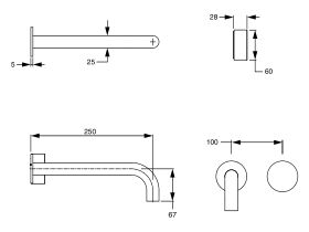 Sussex Pure Progressive Bath Mixer Tap System 250mm