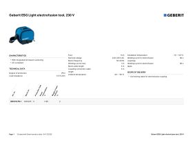 Specification Sheet - Geberit ESG Light Welder 240V 40-160mm