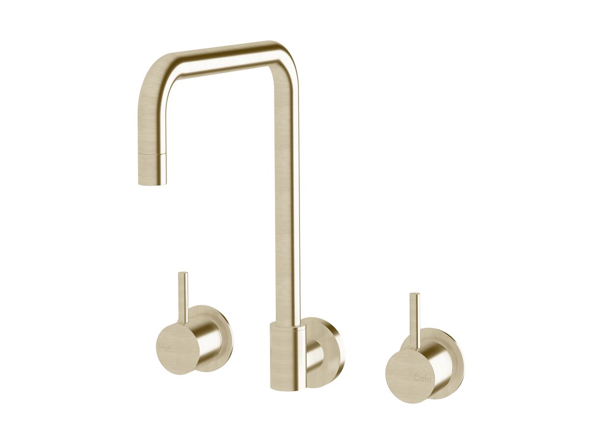 Sussex Scala Wall Sink Set Square LUX PVD Brushed Platinum Gold (3 Star)