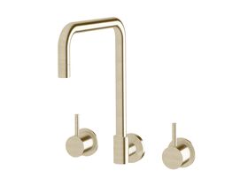 Sussex Scala Wall Sink Set Square LUX PVD Brushed Platinum Gold (3 Star)