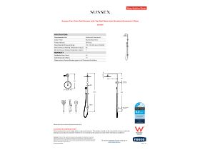 Specification Sheet - Sussex Pure Twin Rail Shower with Top Rail Water Inlet Brushed Gunmetal (3 Star)