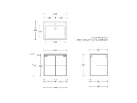 Posh Domaine Conventional 600mm Wall Hung Vanity Cast Marble Top
