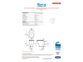 Specification Sheet - Roca The Gap Round Back to Wall Rimless Overheight Pan with Soft Close Quick Release Thick Seat White (4 Star)