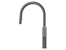 Supporting Image - Mizu Soothe MK2 Gooseneck Pull Out Sink Mixer Curved Brushed Gunmetal (5 Star) Lead Free - Side