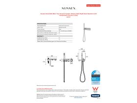 Specification Sheet - Sussex Scala Bath Mixer Tap / Diverter System 160mm Outlet Right Hand Operation with Handshower Chrome (3 Star)
