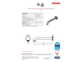 Specification Sheet - Milli Etch Wall Basin / Bath Outlet 250mm Brushed Gunmetal (6 Star)