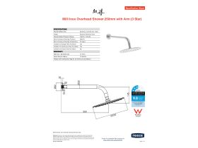 Specification Sheet - Milli Inox Overhead Shower 250mm with Arm Stainless Steel (3 Star)
