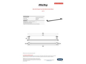 Specification Sheet - Mizu Drift Single Towel Rail 600mm Matte Black