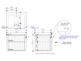 ISSY Cloud II 600mm x 500mm x 510mm Wall Hung Vanity Unit 2 Touch Latch Drawers (No Basin)