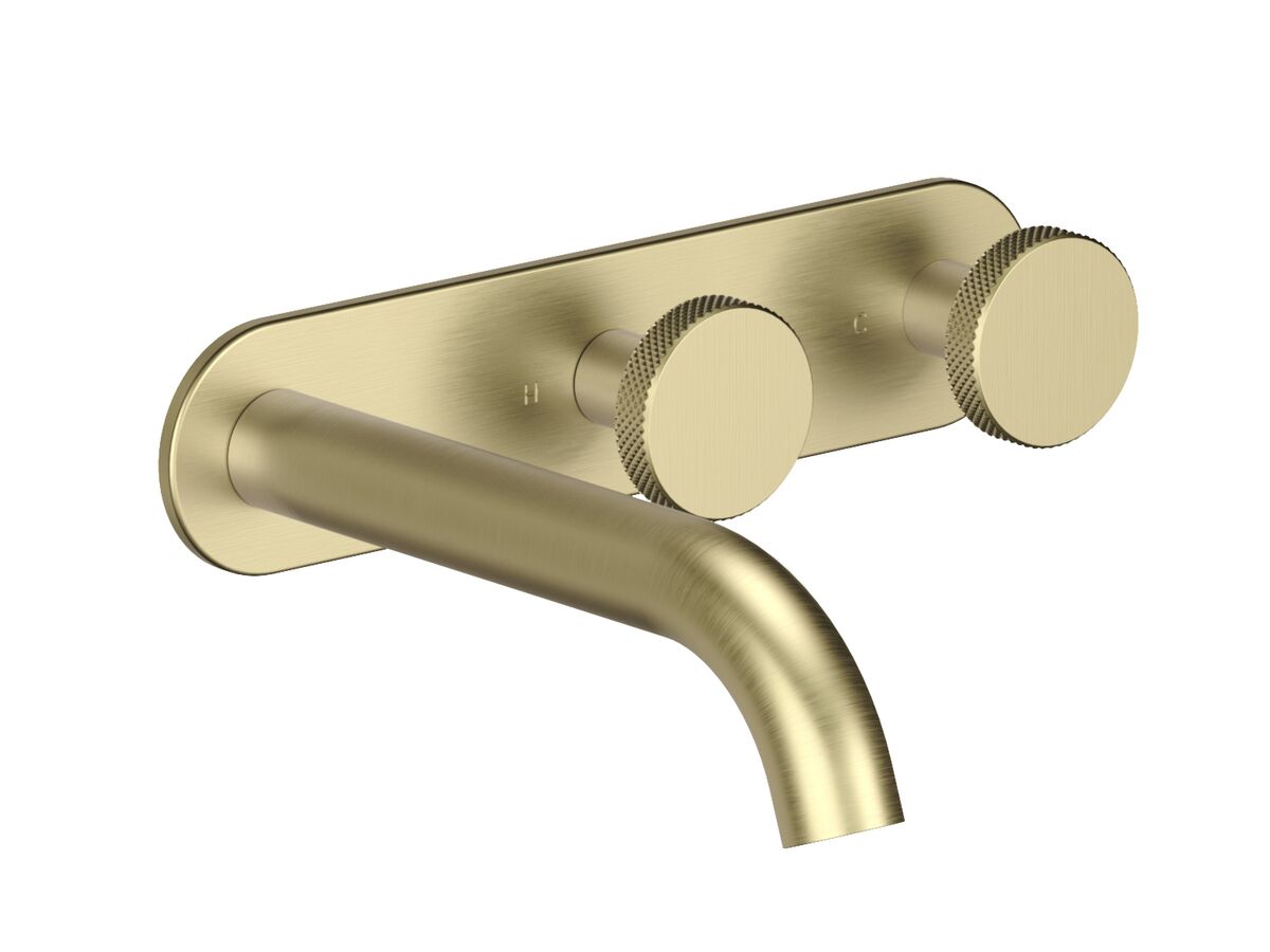 Hero - Faucet Strommen Vara Disc Wall Basin / Bath Hostess Tap System Right Hand 150mm Kit Brushed Admiralty Brass (6 Star) Lead Free