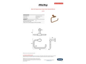 Specification Sheet - Mizu Drift Square Guest Towel Holder Brushed Bronze
