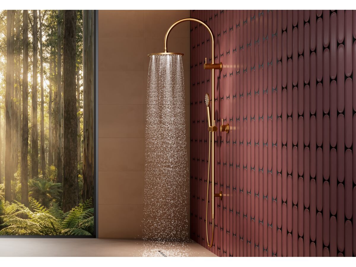 In Situ - Sussex Scala Nova Twin Rail Shower and Shower/Bath Mixer PVD Brushed Gold - Rainforest Scene
