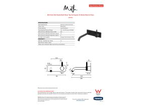 Specification Sheet - Milli Etch Wall Basin/Bath Mixer Tap Set Square Kit Matte Black (6 Star)
