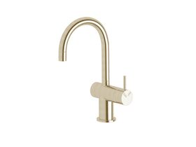 Sussex Scala Mini Basin / Sink Mixer Tap Small Curved Right Hand LUX PVD Brushed Platinum Gold (5 Star)