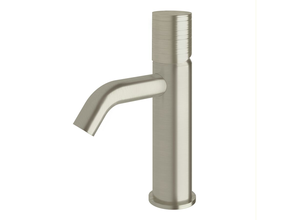 Sussex Pure Basin Mixer Tap Curved Spout with Cirque Textured Handle Brushed Nickel (5 Star)