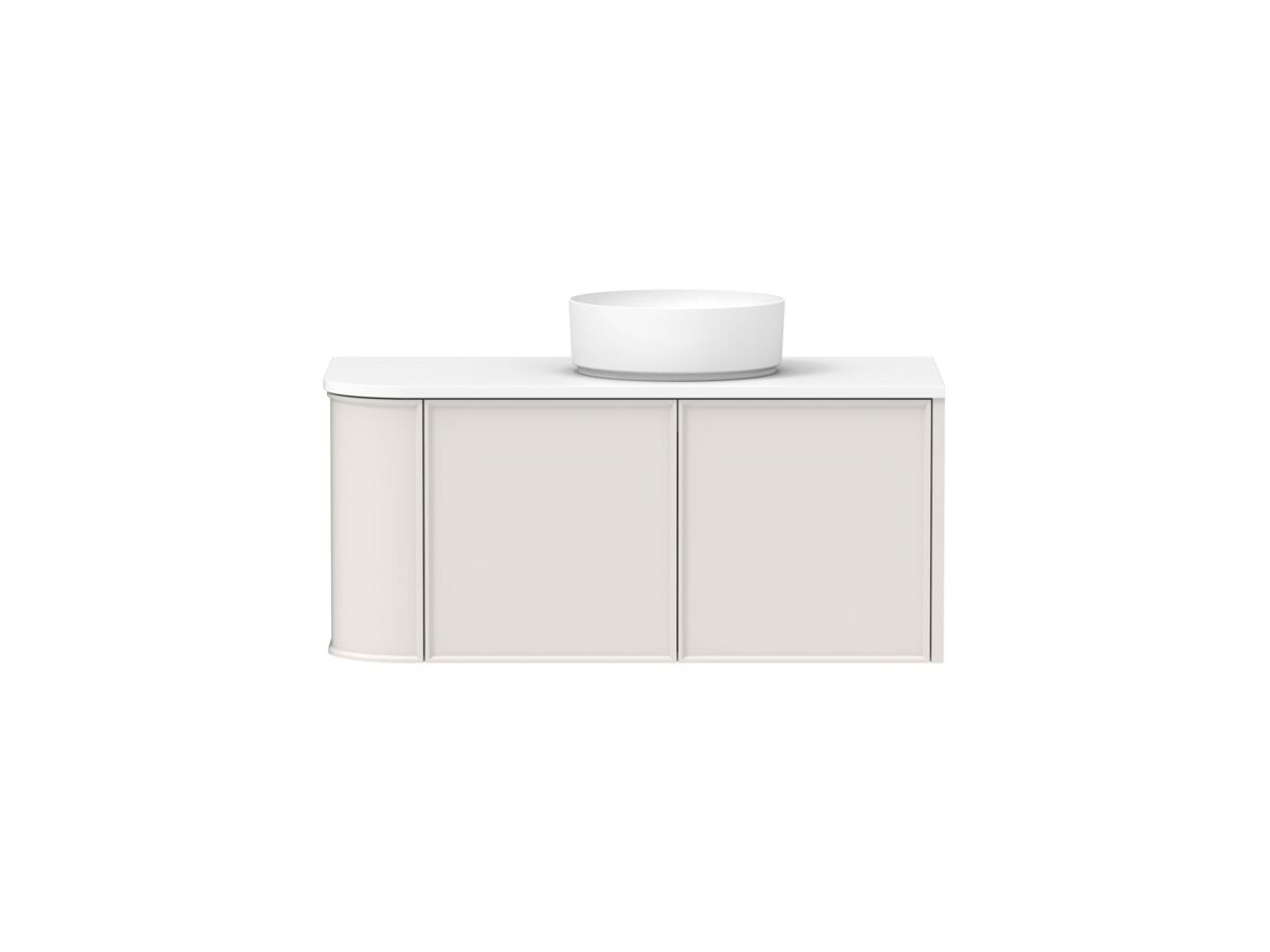 Hero - Kado Era Single Curve All Door 1050mm Wall Hung Vanity with Centre Basin 20mm Top Feather Grey