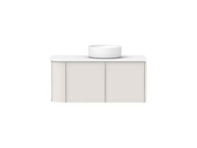 Hero - Kado Era Single Curve All Door 1050mm Wall Hung Vanity with Centre Basin 20mm Top Feather Grey
