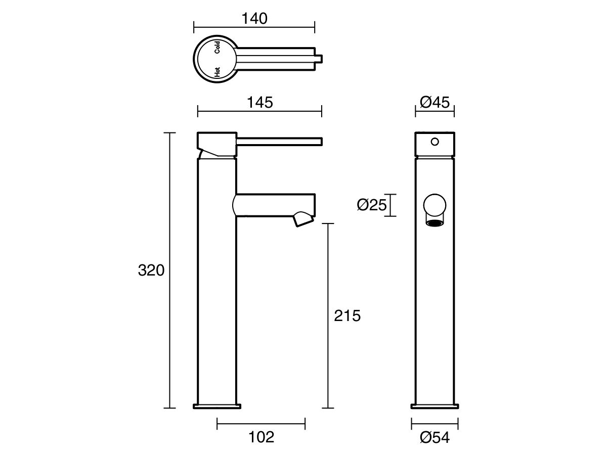 Sussex Scala Extended Basin Mixer Tap with 100mm Extension Pin